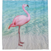 Leuk Tropisch Roze Flamingo Ocean Beach Douchegordijn (Voorkant)