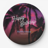 Leuk Tropisch Sunset Luau Verjaardagsfeest Papieren Bordje (Voorkant)