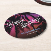 Leuk Tropisch Sunset Luau Verjaardagsfeest Ronde Kartonnen Onderzetter (Gebogen)