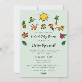 Leuk tropisch virtueel Baby shower Kaart