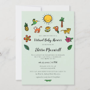 Leuk tropisch virtueel Baby shower Kaart