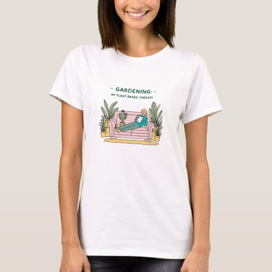 Leuk tuinieren T-shirt - plant gebaseerde therapie (Voorkant)