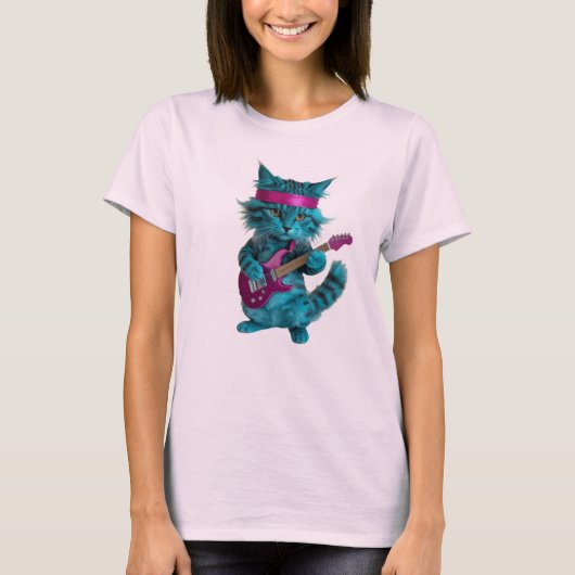 Leuk Turquoise Katten T-Shirt (Voorkant)