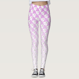 Leuk uilpatroon op pastelkleur roze witte ombre leggings