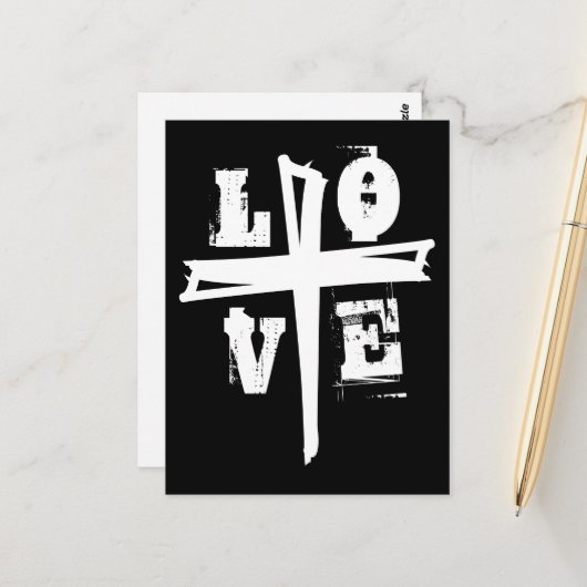 leuk, uniek CROSS en LOVE | Briefkaart (Voorkant / Achterkant in situ)