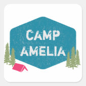 Leuk Uniek gepersonaliseerd Camp Verjaardagsfeest  Vierkante Sticker (Voorkant)