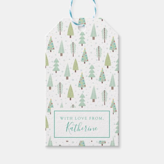 Leuk vakantieboompatroon cadeaulabel (Voorkant)