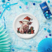 Leuk varken met geschenkdozen papieren bordje (Feest)