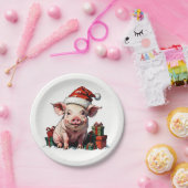 Leuk varken met geschenkdozen papieren bordje (Feest)