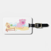 Leuk varken op Boerderij met schuur en hek Bagagelabel (Voorkant horizontaal)