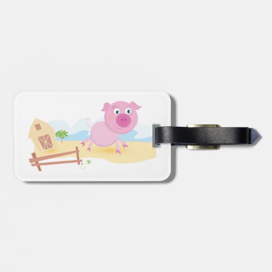Leuk varken op Boerderij met schuur en hek Bagagelabel (Achterkant horizontaal)