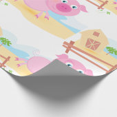 Leuk varken op Boerderij met schuur en hek Cadeaupapier