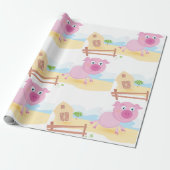 Leuk varken op Boerderij met schuur en hek Cadeaupapier (Uitgerold)