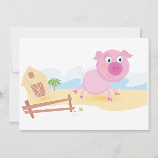 Leuk varken op Boerderij met schuur en hek Kaart (Voorkant)