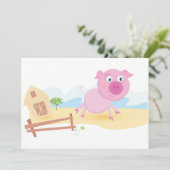 Leuk varken op Boerderij met schuur en hek Kaart (Staand voorkant)