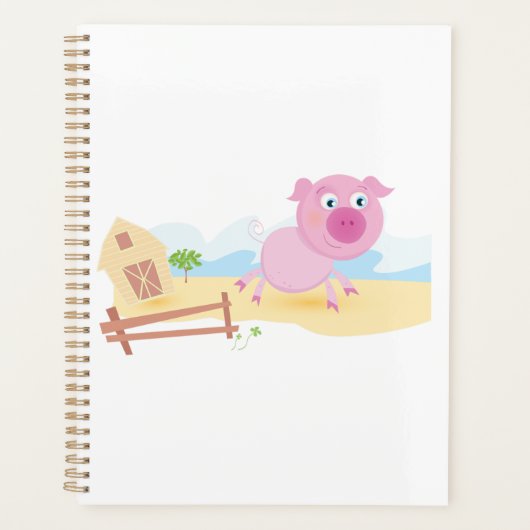 Leuk varken op Boerderij met schuur en hek Planner (Voorkant)