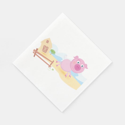 Leuk varken op Boerderij met schuur en hek Servet (Hoek)