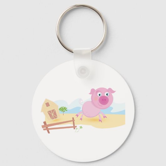 Leuk varken op Boerderij met schuur en hek Sleutelhanger (Achterkant)