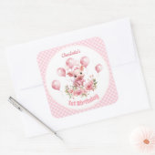 Leuk Varkensroze Boerderij Meisje 1e Verjaardag St Vierkante Sticker (Envelop)