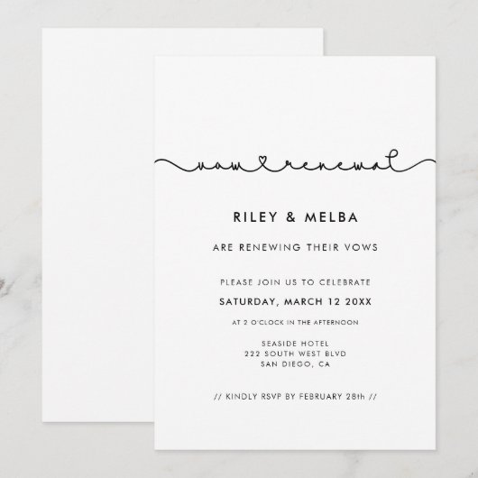 Leuk verbindend hart lettertype Bruiloft Gelofte v Kaart (Voorkant / Achterkant)