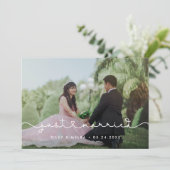 Leuk verbindend hart lettertype Net getrouwd foto Aankondiging (Staand voorkant)