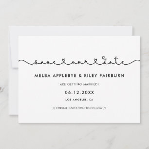 Leuk verbindend hart lettertype Opslaan onze datum Aankondiging