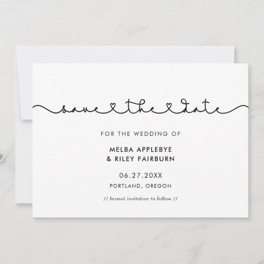 Leuk verbindend hart lettertype save the date (Voorkant)