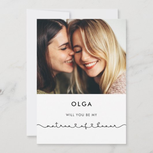 Leuk verbindend hart Matron of Honor voorstel Kaart (Voorkant)
