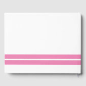 Leuk Verfijnd Roze Twin Base Racing Stripes op Wit Gastenboek (Achterkant)
