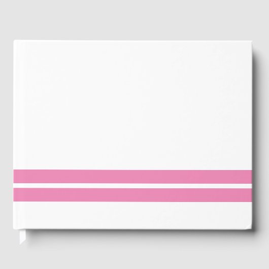 Leuk Verfijnd Roze Twin Base Racing Stripes op Wit Gastenboek (Voorkant)