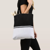 Leuk verfijnd zwart wit gestreept kleurenblok tote bag (Dichtbij)