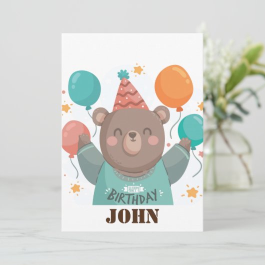 Leuk Verjaardag Beer Kaart (Staand voorkant)