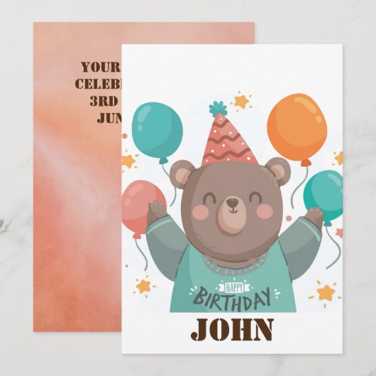 Leuk Verjaardag Beer Kaart (Voorkant / Achterkant)