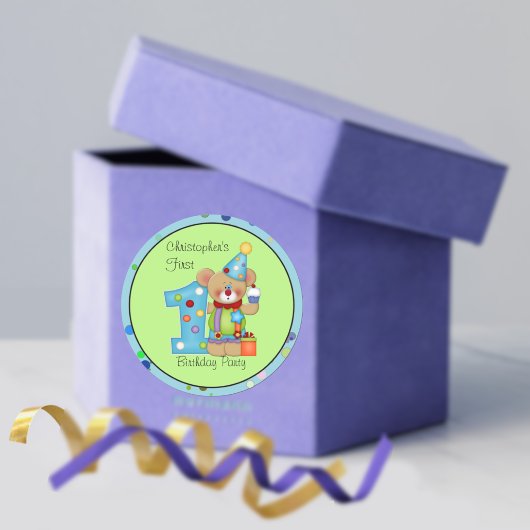 Leuk Verjaardag Beer Leeftijd 1 Ronde Sticker