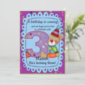 Leuk Verjaardag Beer Nodig leeftijd 3 uit Kaart (Staand voorkant)