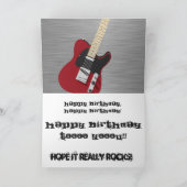 Leuk, verjaardag voor een schoonzoon, rode gitaar. kaart (Binnen)