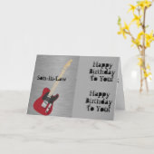 Leuk, verjaardag voor een schoonzoon, rode gitaar. kaart (Gele Bloem)