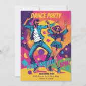 Leuk verjaardagsdans feest kleurrijke uitnodiging (Voorkant)