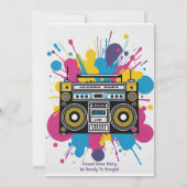 Leuk verjaardagsdans feest kleurrijke uitnodiging (Achterkant)