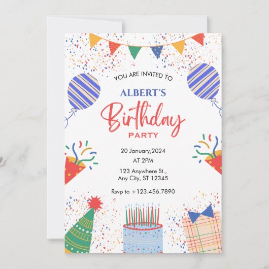 Leuk Verjaardagsfeest kleurrijke ballonnen Kaart (Voorkant)