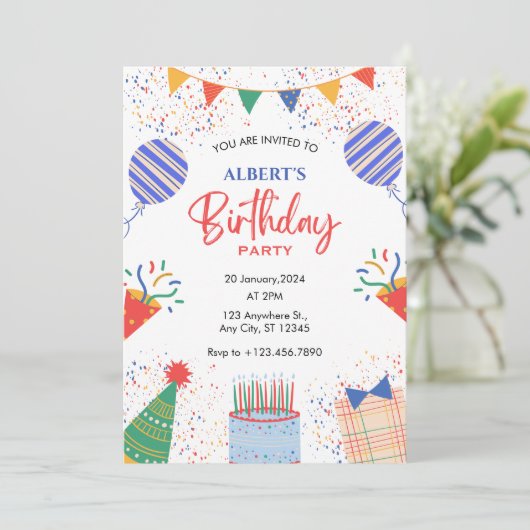 Leuk Verjaardagsfeest kleurrijke ballonnen Kaart (Staand voorkant)