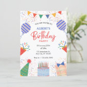 Leuk Verjaardagsfeest kleurrijke ballonnen Kaart (Staand voorkant)