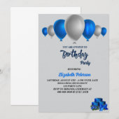 Leuk Verjaardagsfeest kleurrijke ballons Uitnodigi Kaart (Voorkant / Achterkant)