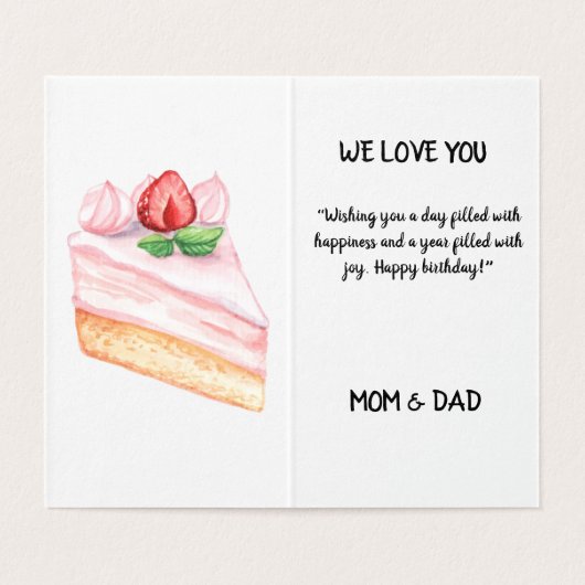 Leuk Verjaardagsfeest Wenskaart ontwerp Kaart (Binnenkant ongevouwen)