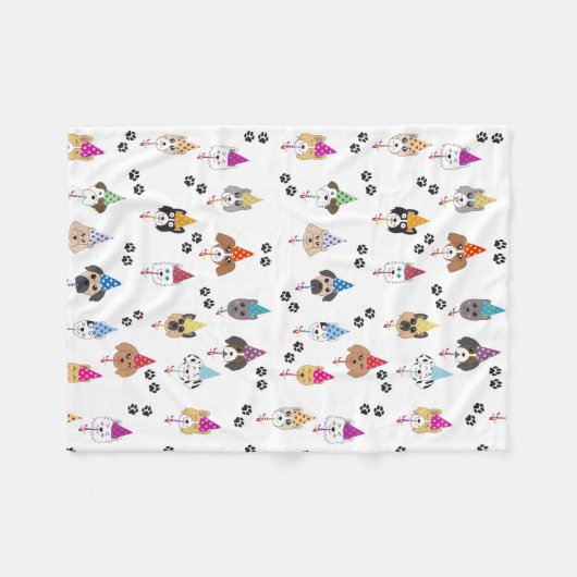 Leuk verjaardagsfeestje Honden patroon Fleece Deken (Voorkant (Horizontaal))