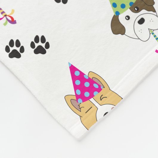 Leuk verjaardagsfeestje Honden patroon Fleece Deken (Hoek)