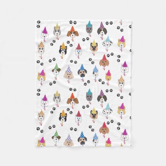 Leuk verjaardagsfeestje Honden patroon Fleece Deken (Voorkant)