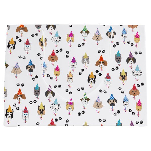 Leuk verjaardagsfeestje Honden patroon Groot Cadeauzakje (Voorkant)