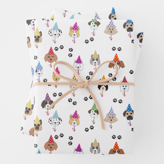 Leuk verjaardagsfeestje Honden patroon Inpakpapier Vel (In situ)