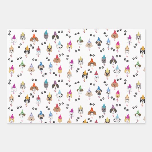 Leuk verjaardagsfeestje Honden patroon Inpakpapier Vel (Voorkant)